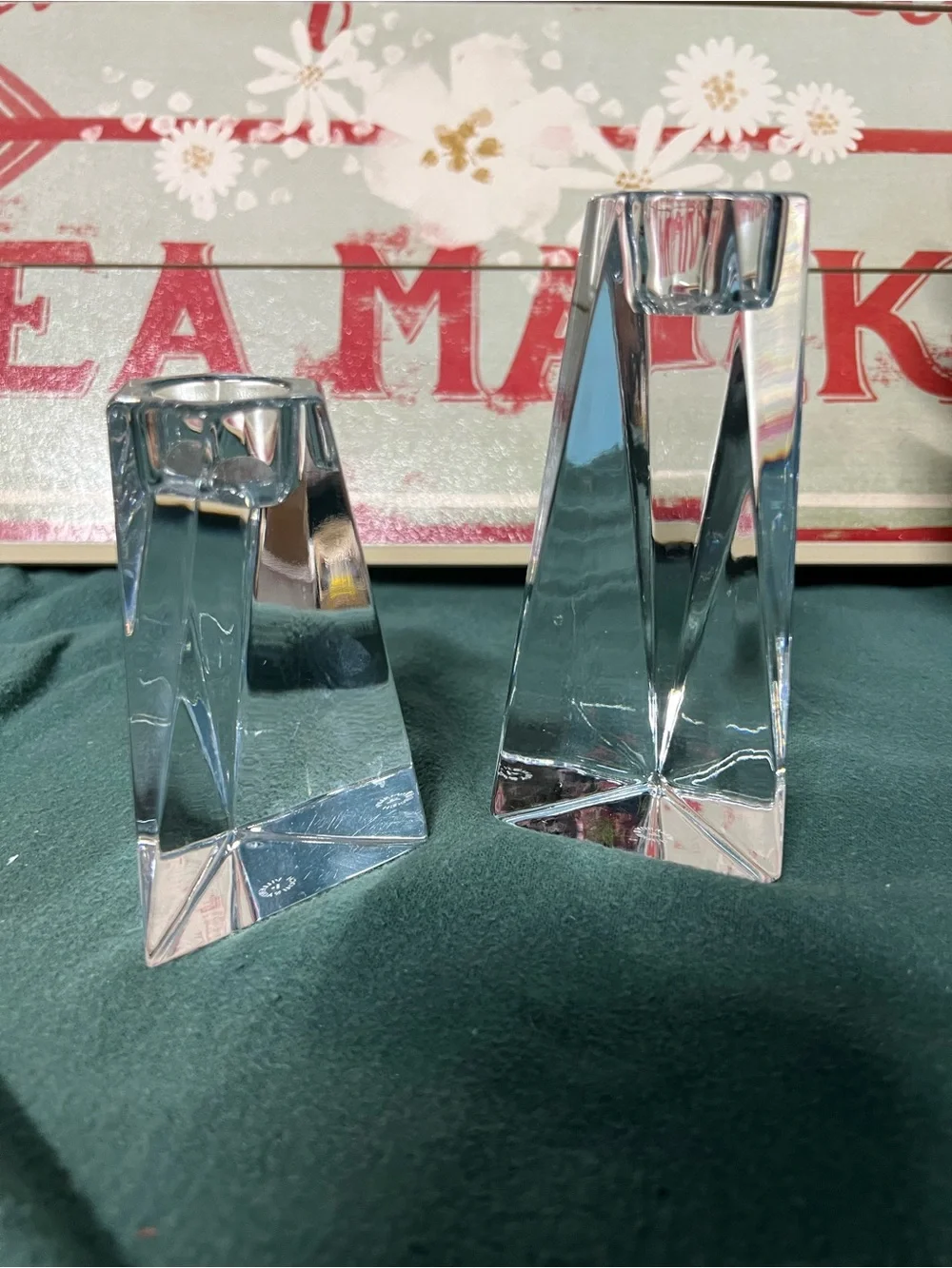 Pair of Villeroy & Boch Solid Lead Crystal Prism Candle Holders